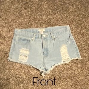 Forever 21 ~ Size 29 ~ Light Blue, Distressed, Jean Shorty Shorts